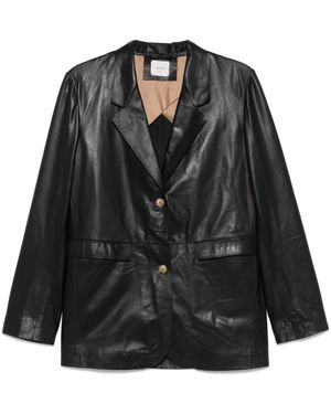 Alysi Leather Blazer - Black
