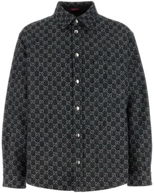Gucci Embrodiered Denim Reversible Shirt - Black