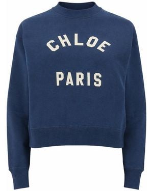 Chloé Logo Crew Neck Sweatshirt - Blue