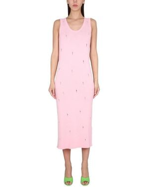 Barrow Distressed Scoop Neck Midi Dress - Pink