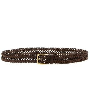 Brunello Cucinelli Braided Buckle Belt - White