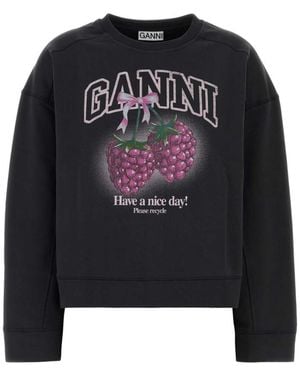 Ganni Graphic Crew Neck Sweatshirt - Black