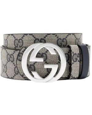 Gucci Gg Logo Buckle Belt - Gray