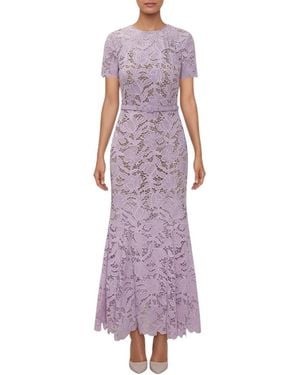 Self-Portrait Lace Crew Neck Maxi Dress - Purple