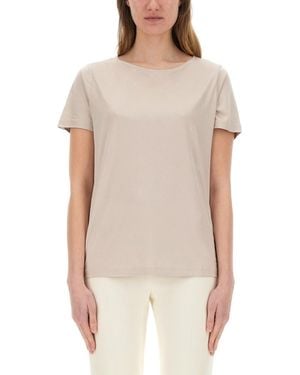 Fay Solid Round Neck T-Shirt - Natural