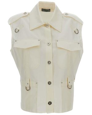DURAZZI MILANO Shirt Collar Sleeveless Top - White