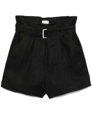 Alysi Linen Bermuda Shorts - Black