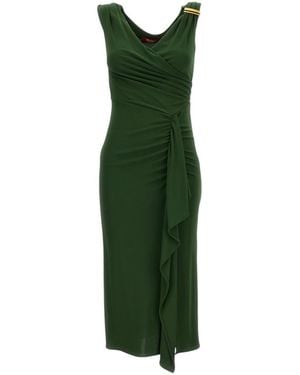 Max Mara Solid V Neck Midi Dress - Green