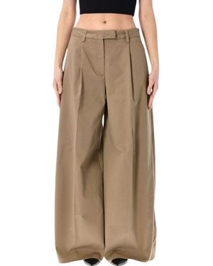 THE LATEST Relaxed Pleated Trousers - Natural