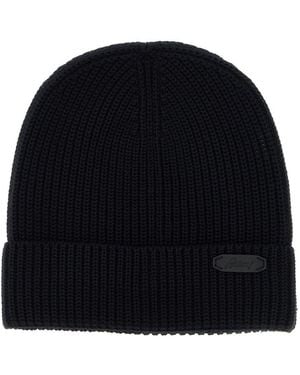 Brioni Ribbed Wool Beanie - Black