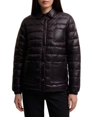 Moncler Quilted Shirt Collar Jacket - Black
