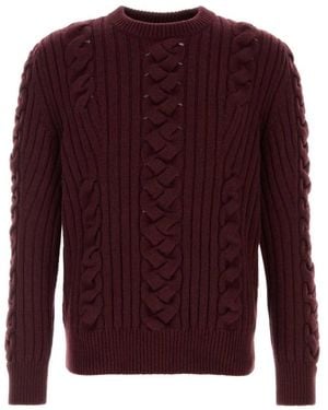 McQueen Crewneck Cable Knit Sweater - Purple