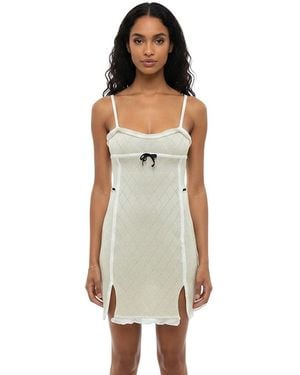 Cormio Geometric Sweet Heart Neck Dress - White