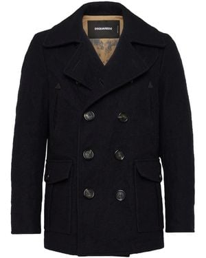 DSquared² Dark Wool Coat - Blue