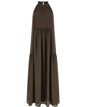 Peserico Punto Luce Georgette Dress Polyester - Brown