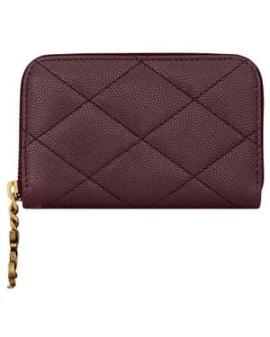 Saint Laurent Wine Quilted Wallet - Red