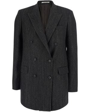 Tagliatore Dark Peaked Lapel Blazer - Black