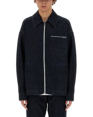 Dolce & Gabbana Dark Shirt Collar Jacket - Blue