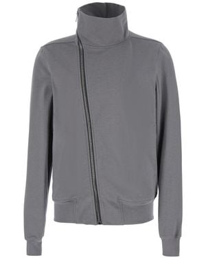 Rick Owens Zip Up Solid Sweatshirt - Grey