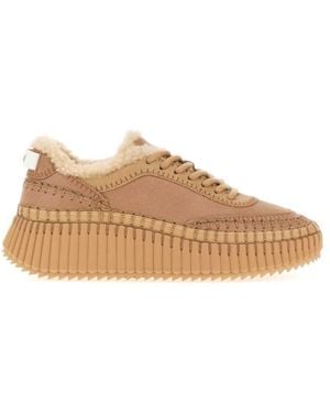 Chloé Textured Nama Sneakers - Brown