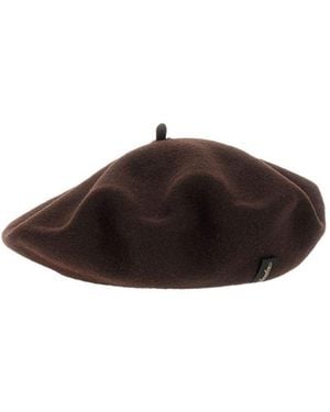 Borsalino Dark Solid Beret Hat - Brown