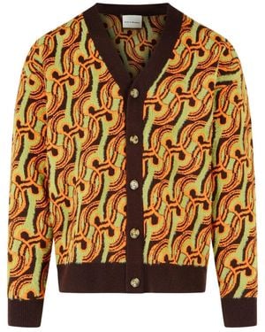 Drole de Monsieur Khaki V Neck Cardigan - Yellow