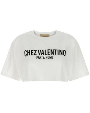 Valentino Crew Neck Crop T-Shirt - Gray