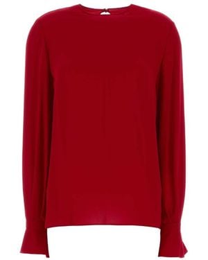 Valentino Solid Round Neck Top - Red