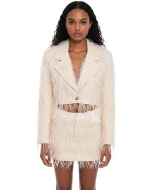 The Mannei Textured Notched Lapel Blazer - Natural