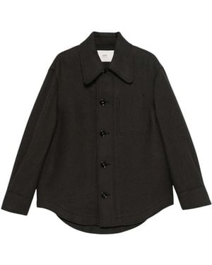Ami Paris Solid Shirt Collar Jacket - Black