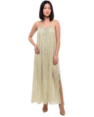 Stella McCartney Textured Scoop Neck Maxi Dress - Metallic