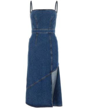 Alexander McQueen Denim Asymmetric Midi Dress - Blue