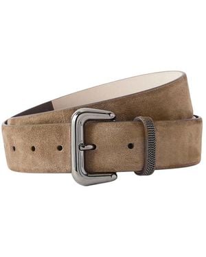 Brunello Cucinelli Logo Buckle Belt - Brown