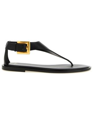 Balmain Leather Sandals - Brown