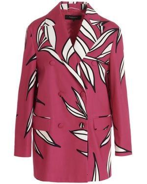 Rochas Floral Print Blazer Jacket - Red