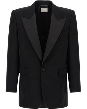 Saint Laurent Peaked Lapel Blazer - Black