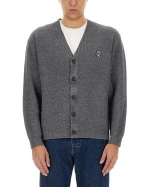 Maison Kitsuné V Neck Cardigan - Gray