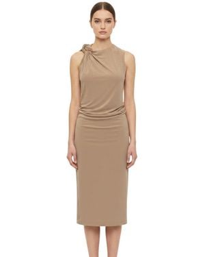 Sportmax Crew Neck Midi Dress - Natural
