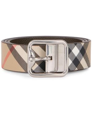 Burberry Textured Reversible Belt - Gray