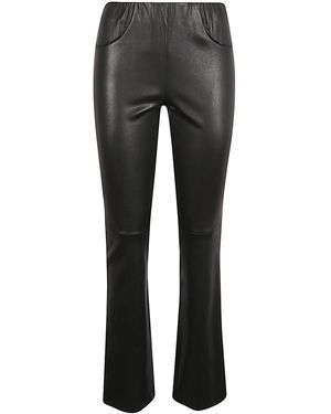 Via Masini 80 Leather Pants - Gray