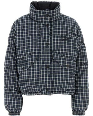Miu Miu Checks Mock Collar Jacket - Blue