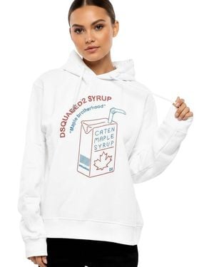 DSquared² Graphic Hood Sweatshirt - White