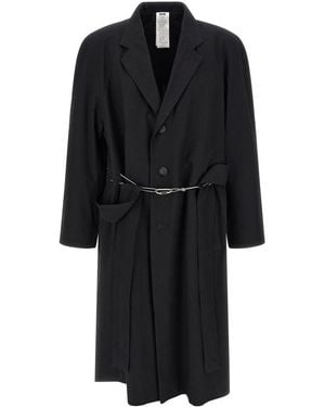 Magliano Peaked Lapel Trench Coat - Black