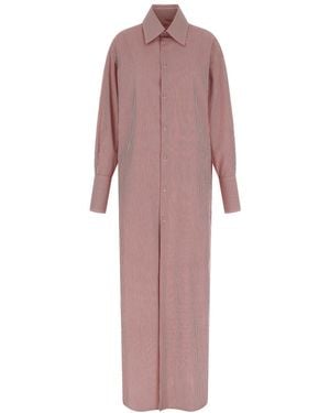 ARMARIUM Shirt Collar Stripes Long Dress - Purple