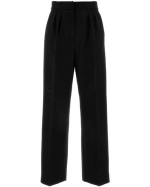 パンツ MAX MARA VERBANO CROPPED WOOL PANT Black Verbano cropped pleated wool-blend straight-leg pants
