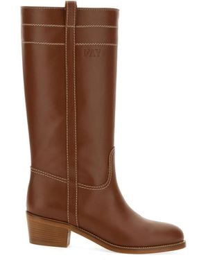 Fay Leather Boots - Brown