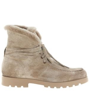 Santoni Suede Ankle Boots - Natural
