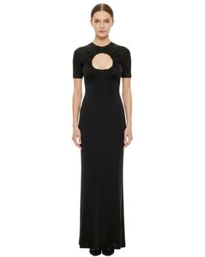 Marine Serre Solid Round Neck Maxi Dress - Black