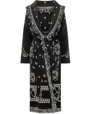 Alanui Printed Shawl Neck Trench Coat - Black