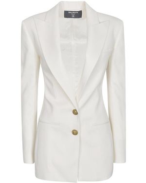 Balmain Viscose Crepe Two-Button Blazer - White